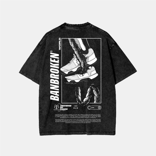 T-shirt noir en cordon