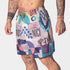 Banbroken Synchro CrossFit shorts with multicolor print, front view